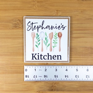 Personalized Kitchen Name Sign, Kitchen Ceramic Tile Sign w/Easel, Modern Farmhouse Tiered Tray Decor, Custom Kitchen Gift for Cook/Chef image 8