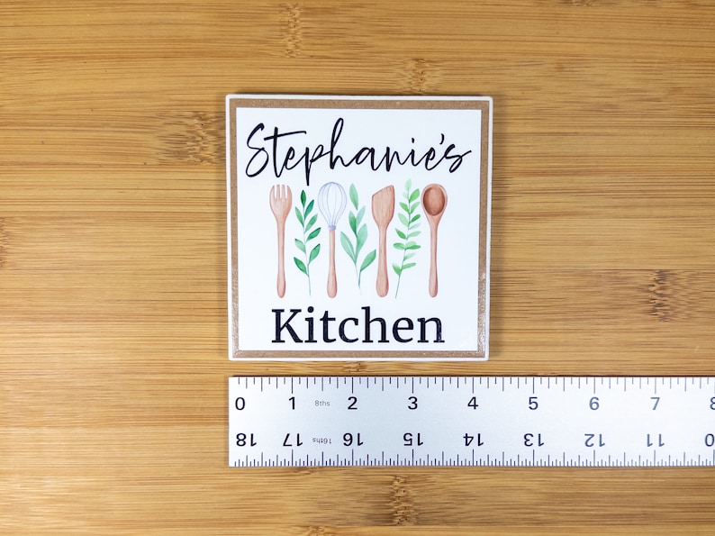 Personalized Kitchen Name Sign, Kitchen Ceramic Tile Sign w/Easel, Modern Farmhouse Tiered Tray Decor, Custom Kitchen Gift for Cook/Chef image 8