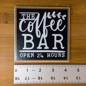 Coffee Bar Ceramic Tile Sign with Easel, The Coffee Bar Open 24 Hours Sign, Farmhouse Tiered Tray Coffee Sign, 4.25x4.25 inches image 5