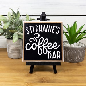 Personalized Coffee Bar Ceramic Tile Sign w/Easel, Farmhouse Tiered Tray Coffee Decor, Coffee Lover's Gift, Customize w/ First or Last Name image 9