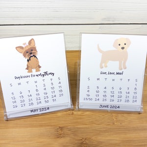 2024 Dog Calendar, Dog Lovers Calendar, 12 Month Desk Calendar with CD case/stand DC2 image 6