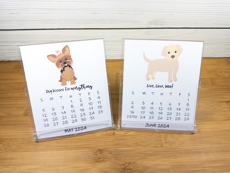 2024 Dog Calendar, Dog Lovers Calendar, 12 Month Desk Calendar with CD case/stand DC2 image 6