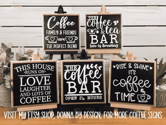 Coffee Bar Ceramic Tile Sign With Easel, Rise and Shine It's