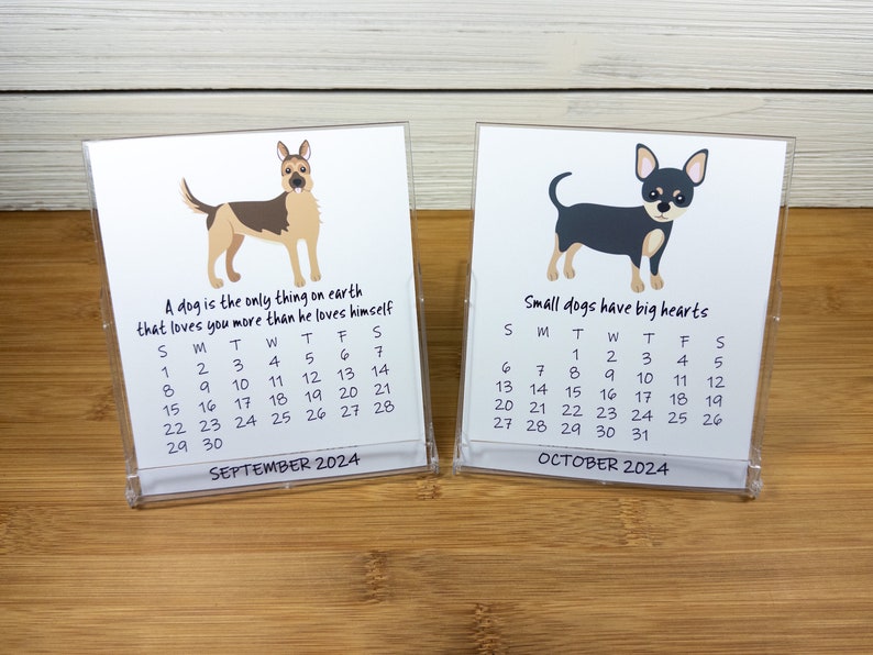 2024 Dog Calendar, Dog Lovers Calendar, 12 Month Desk Calendar with CD case/stand DC2 image 8