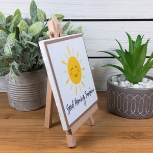 Good Morning Sunshine Ceramic Tile Sign with Easel / Positive Quote for Home, School, or Office / Gift for Friend, Teacher, or Co-worker image 4