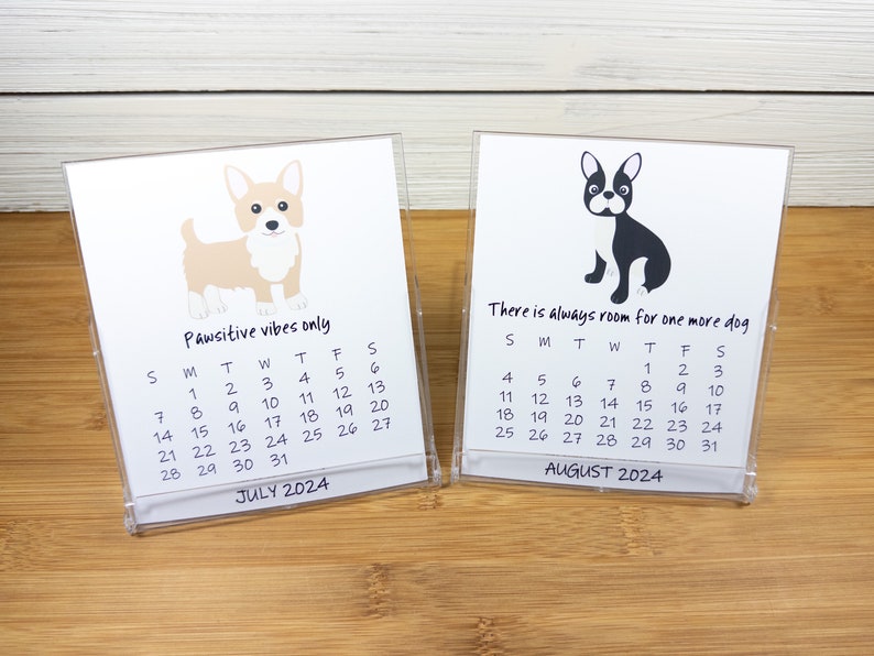 2024 Dog Calendar, Dog Lovers Calendar, 12 Month Desk Calendar with CD case/stand DC2 image 7