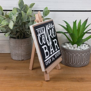 Coffee Bar Ceramic Tile Sign with Easel, The Coffee Bar Open 24 Hours Sign, Farmhouse Tiered Tray Coffee Sign, 4.25x4.25 inches image 6