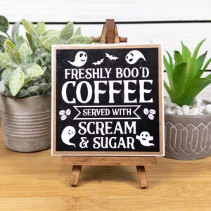 Halloween Coffee Bar Sign, Freshly Boo'd Coffee Ceramic Tile Sign With ...