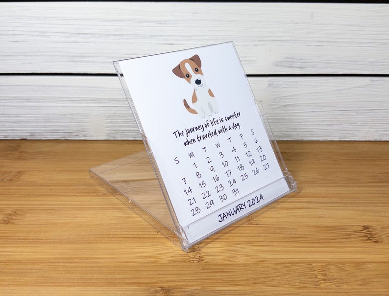 2024 Dog Calendar, Dog Lovers Calendar, 12 Month Desk Calendar with CD case/stand DC2 image 3