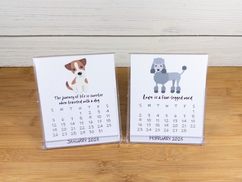 2027 Dog Calendar, Dog Lovers Calendar, 12 Month Desk Calendar with CD case/stand image 4