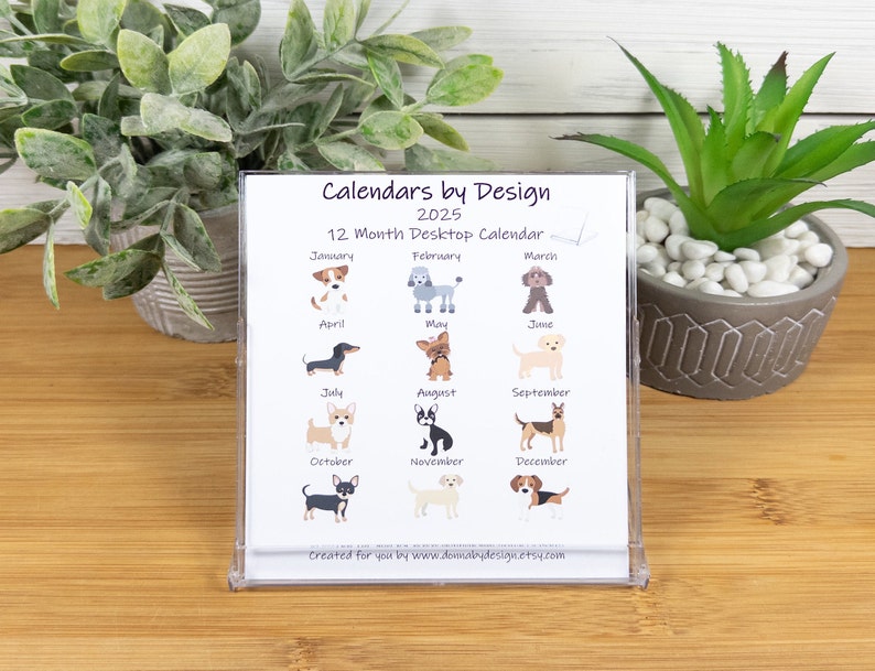 2027 Dog Calendar, Dog Lovers Calendar, 12 Month Desk Calendar with CD case/stand image 2