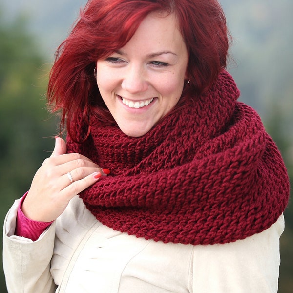 BORDO infinity scarf - bordo infinity scarf - Knitted Tube scarf - Infinity Scarf - bordo Circle Scarf - head wrapped scarf