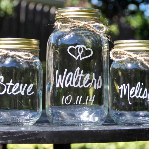 3 Jar Sand Ceremony Set Unity Jars Wedding Mason Jars Etsy