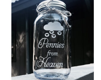 Pennies from Heaven, Mason Jar, Quart Mason Jar