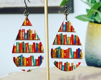 Teardrop Book Earrings: Acrylic Reader Jewelry