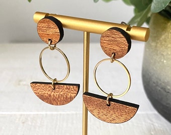 Half Moon Wood Earrings