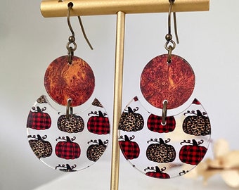 Pumpkin Earrings, Acrylic Fall Earrings, Fall statement earrings, Pumpkins