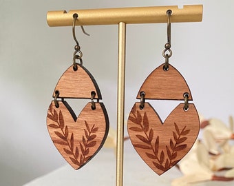 Fall Branch Wood Earrings, WoodEarrings, Fall statement earrings