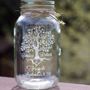 Sand Ceremony, Tree of Life Mason Jar, Tree of Love Quart Jar image 2