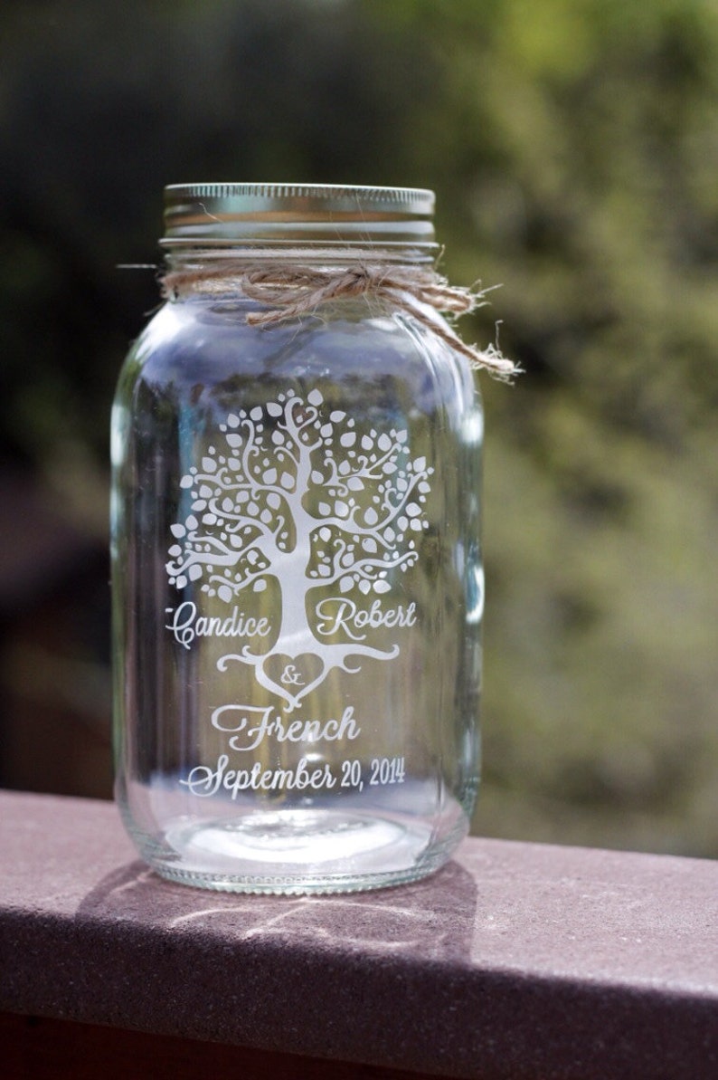 Sand Ceremony, Tree of Life Mason Jar, Tree of Love Quart Jar image 2