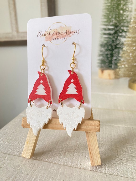 Christmas Gnome Earring Kit - Christmas Jewelry Making Kit Red