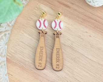 Baseball Earrings / Baseball Bat Earrings / Baseball Dangle Earrings / Baseball Mom / Mom Baseball Earrings / Earrings for Her