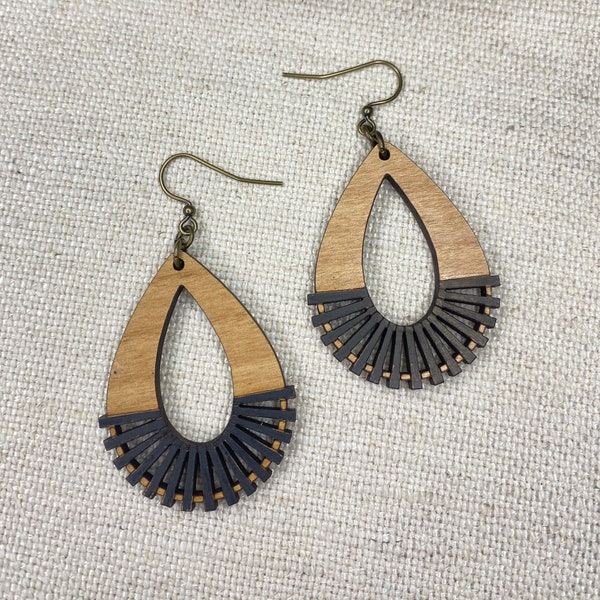 Wood Earrings, Geo Earrings, Laser Cut Wood Earrings, Geometric