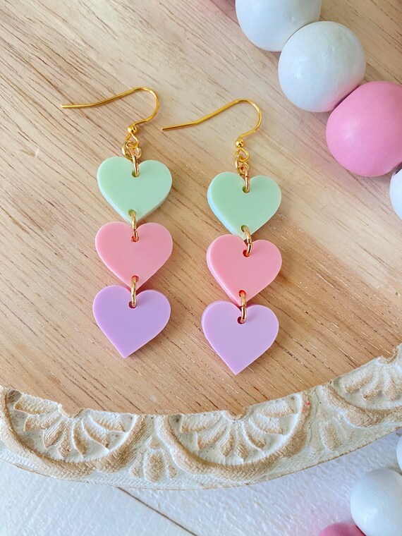 Valentines Heart Earrings, Heart Statement Earrings, Valentines