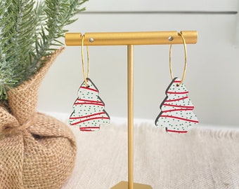 Christmas Tree Earrings, Tree Earrings, Christmas Cake, Cake Earrings