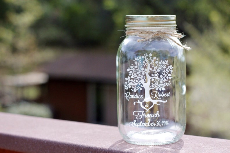 Sand Ceremony, Tree of Life Mason Jar, Tree of Love Quart Jar image 1