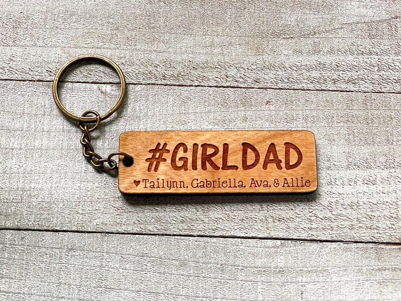 Dad Gift GIRL DAD Fathers Day Keychains Wood Keychains Etsy