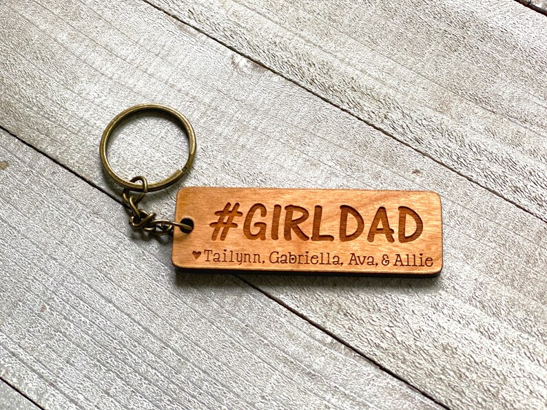 Dad Gift GIRL DAD Fathers Day Keychains Wood Keychains Etsy