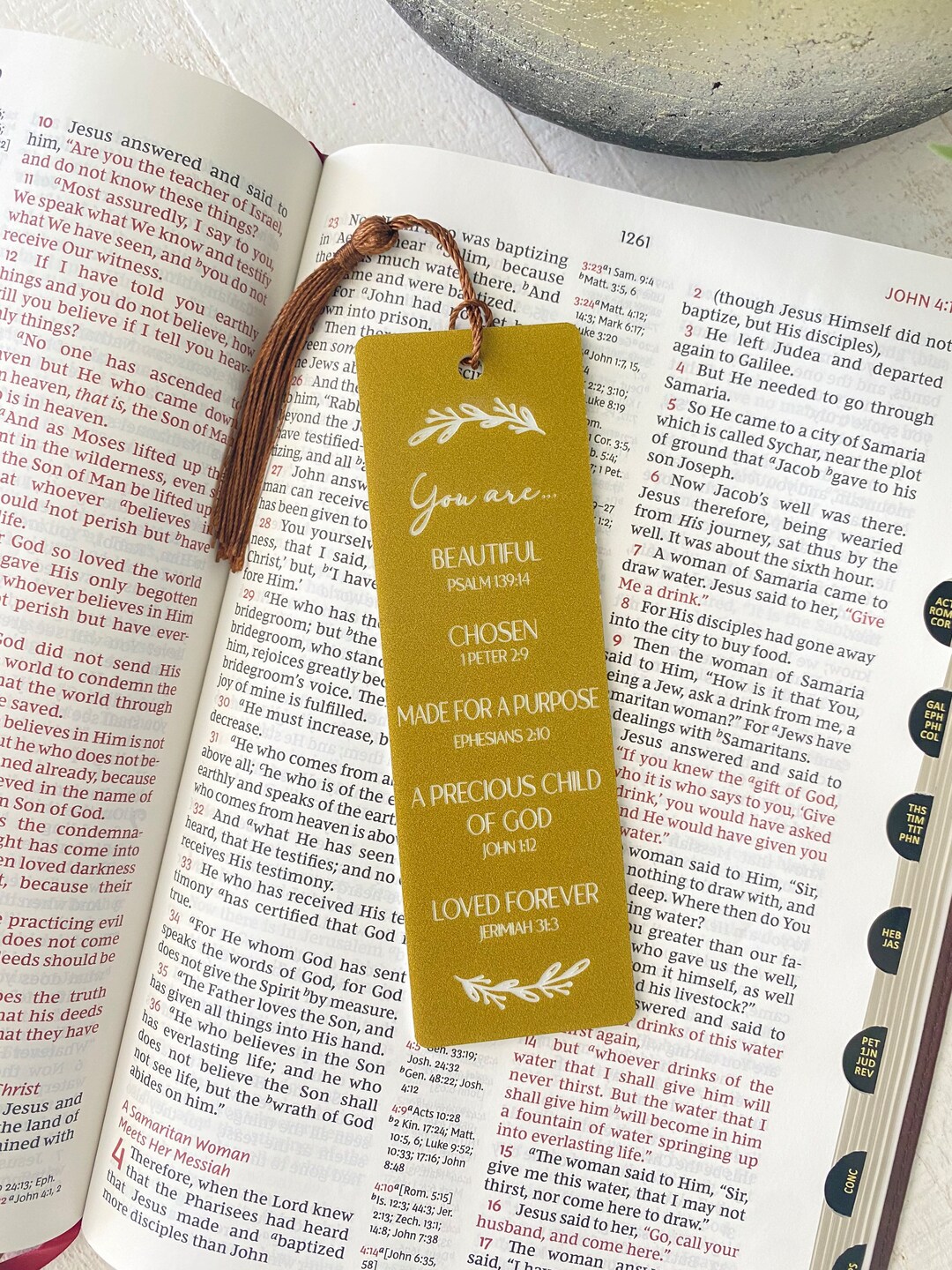 Scripture Bookmark: Gold Acrylic Christian Gift With Tassel - Etsy