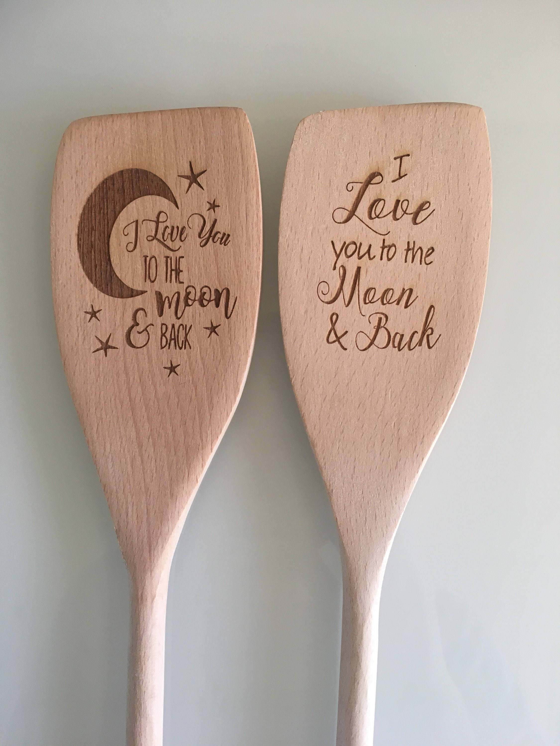 Wooden Engraved Spatulas I Love You to the Moon and Back Etsy