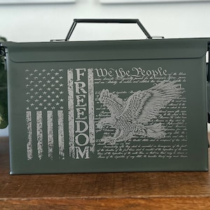 Ammo Box / We The People / Hunting Box / Freedom Fathers Day Gifts / Groomsmen Gifts / Custom Ammo Box / America / .50 Caliper / .30 Caliper image 2