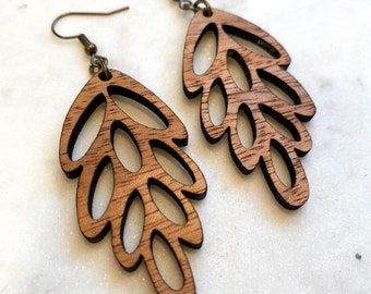 Wood Leaf Earrings, Earrings