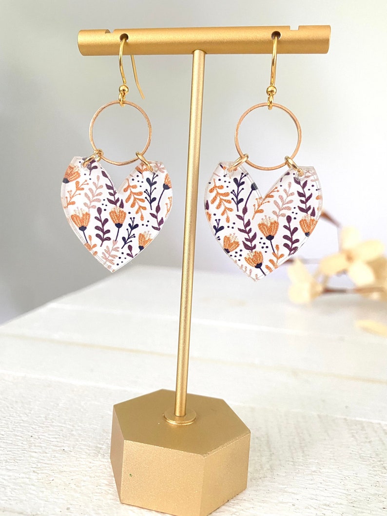 Floral Earrings, Acrylic Fall Foliage Earrings, Fall statement earrings, image 1