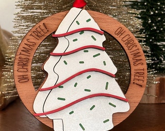 Christmas Tree Cake Ornament: Laser Cut Baltic Birch