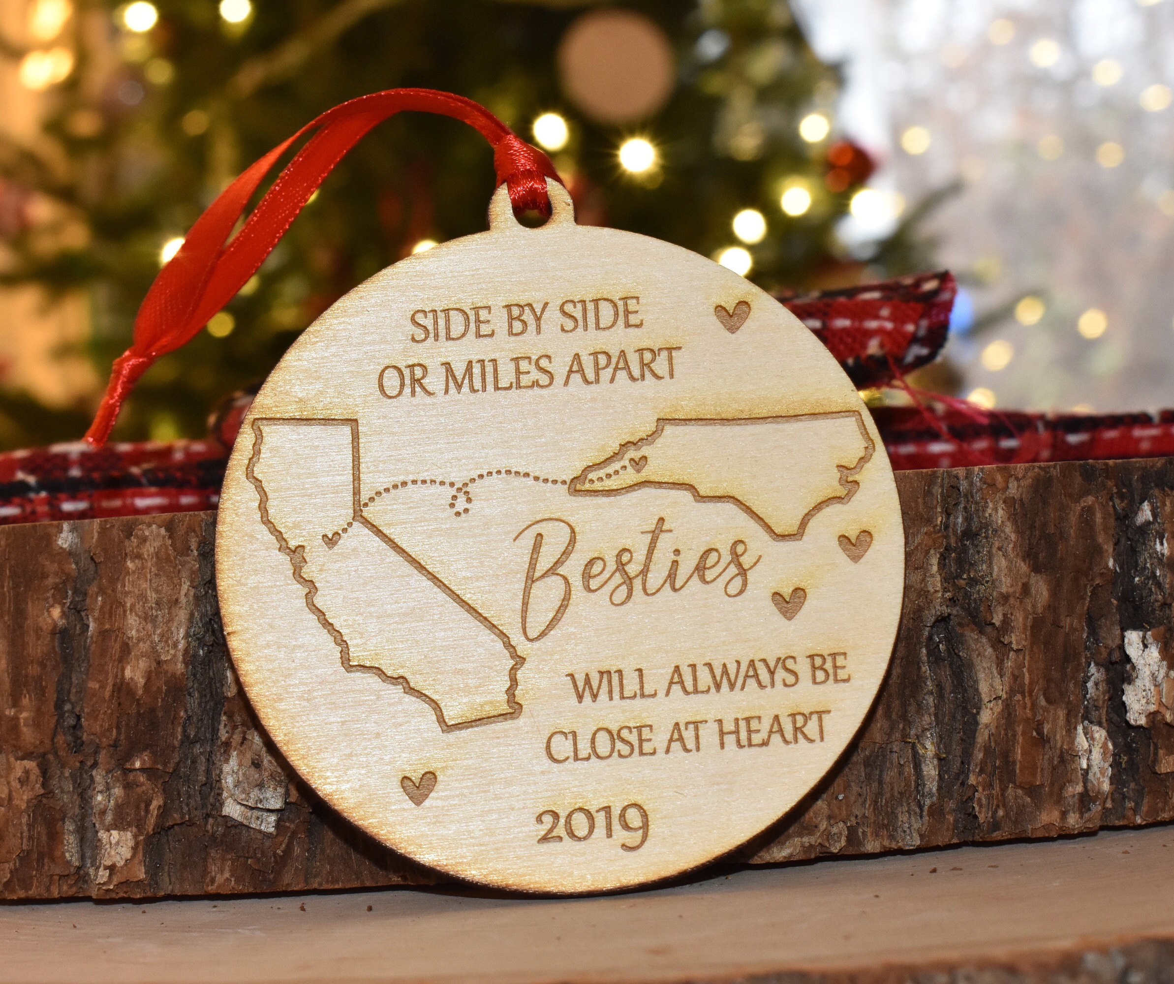 Best Friend Ornament Customized Bestie Ornaments State Etsy