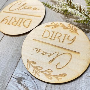 Clean Dirty Dishwasher Magnet: Wooden Kitchen Decor (4in Diameter)