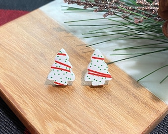 Christmas Tree Earrings, Tree Earrings, Christmas Cake, Cake Earrings