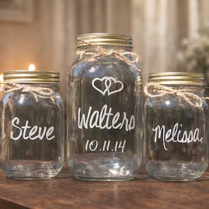 Custom Etched Mason Jars: Unity Sand Ceremony Set