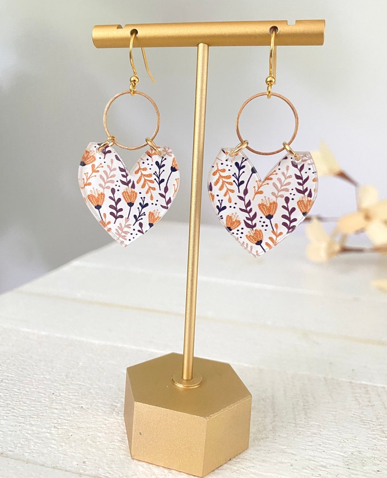Floral Earrings, Acrylic Fall Foliage Earrings, Fall statement earrings, image 2