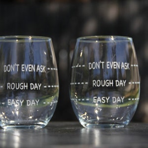 Rough Day Wine Glasses, Personalized Wine Glass image 2