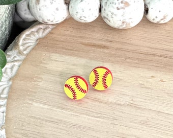 Baseball Earrings / Baseball Studs / Baseball Mom / Mom Baseball Earrings / Earrings for Her