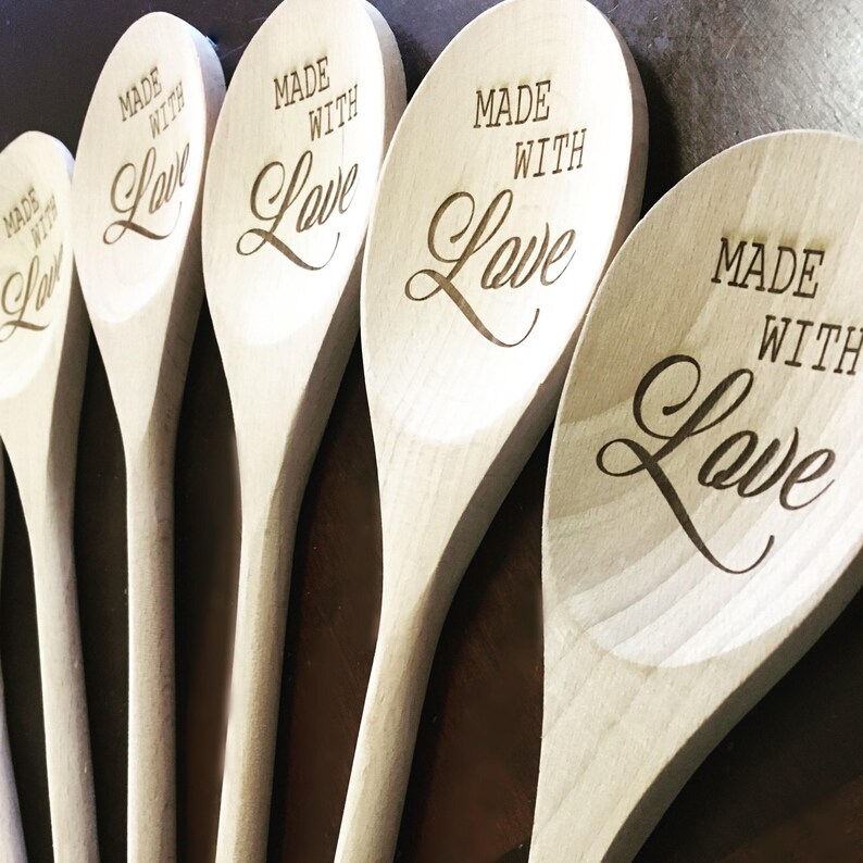 Wooden Engraved Spatulas Made With Love Etsy