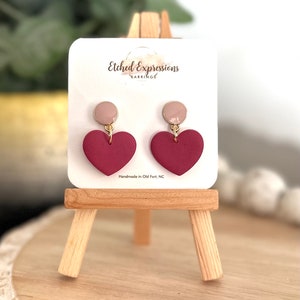 Red Heart Earrings, valentines Earrings, Polymer Clay Heart Earrings, Hearts Earrings, Valentines Day Earrings, Love Earrings image 1