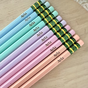 Personalized Pastel Pencils, Set of 10 Pencils, School Supplies, Back to School, School Supplies, Name Pencils