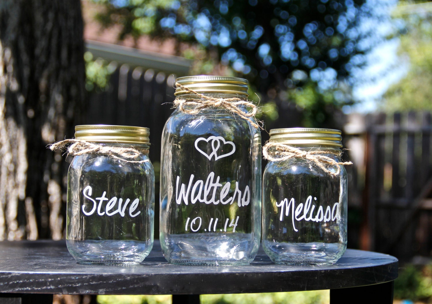 3 Mason Jars Sand Ceremony Unity Jars Mason Jars Personalized Weddings Custom Glass Etsy