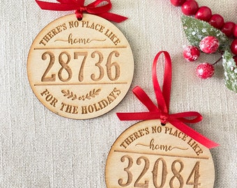 Home Ornaments, Zip Code, Wood Christmas Ornaments, There’s No Place Like Home